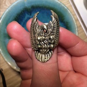 Eagle ring for men or middle finger size 9+